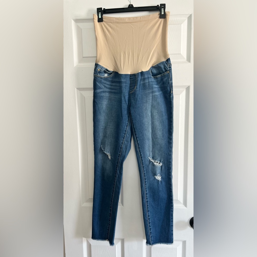 Articles of society, maternity ankle jeans.